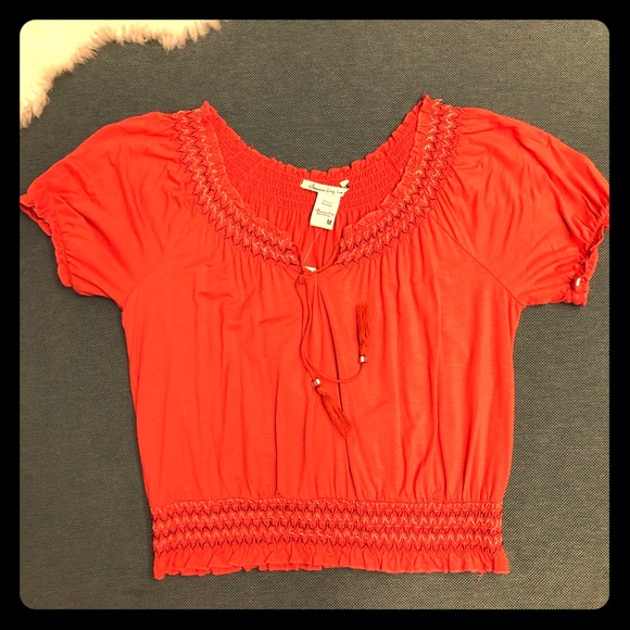 American Rag Tops - NWT American Rag Embroidered Orange Peasant Top M